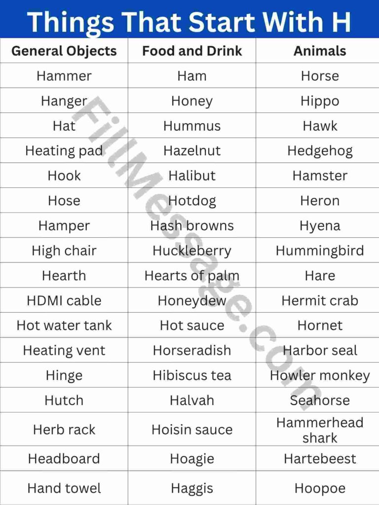 Full Master List — 300+ Things That Start With H