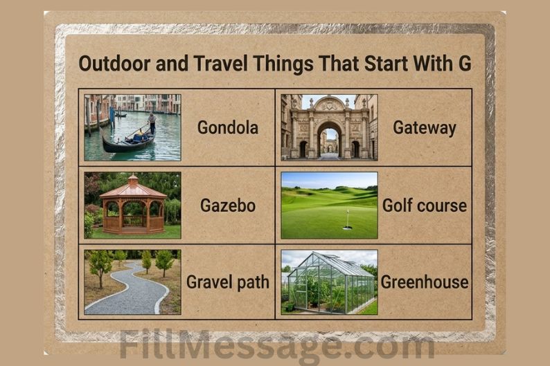 Outdoor and Travel Things That Start With G
