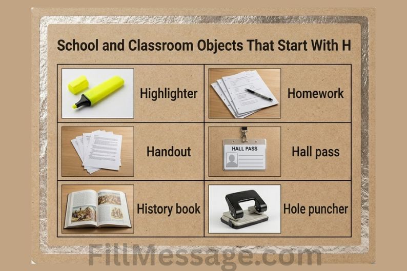 School and Classroom Objects That Start With H
