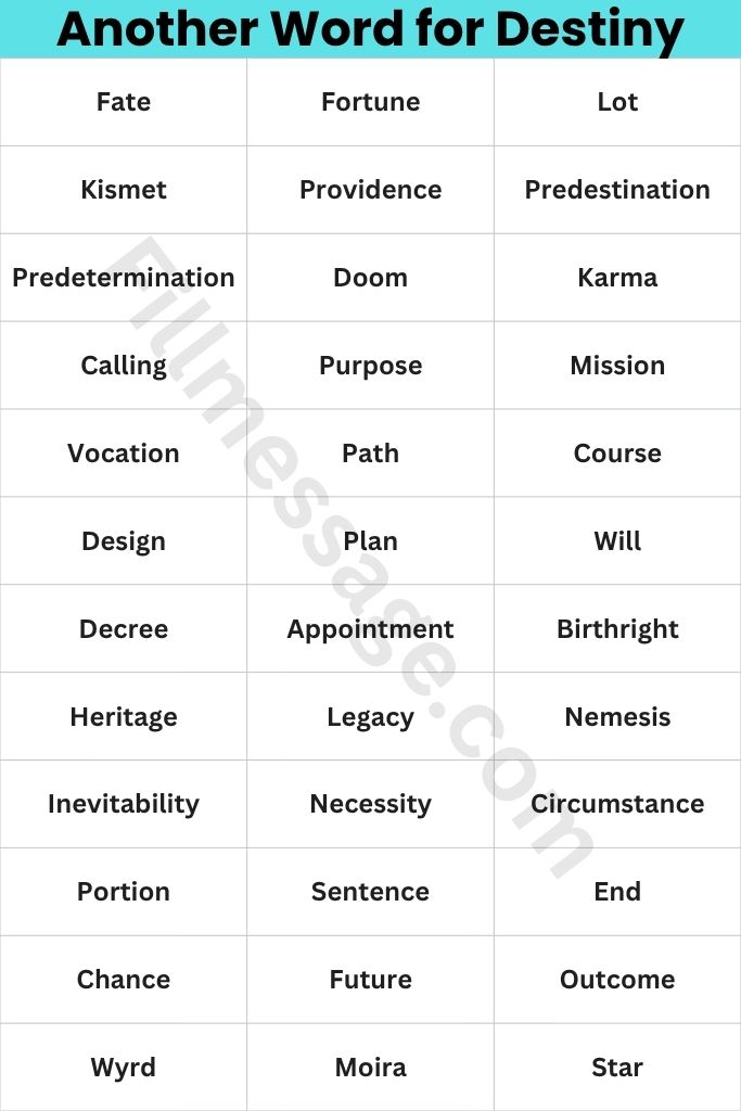 36+ Another Word for Destiny by Tone and Use