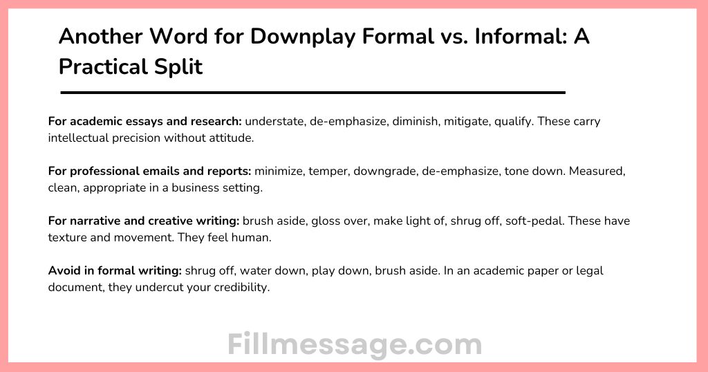 Another Word for Downplay Formal vs. Informal: A Practical Split