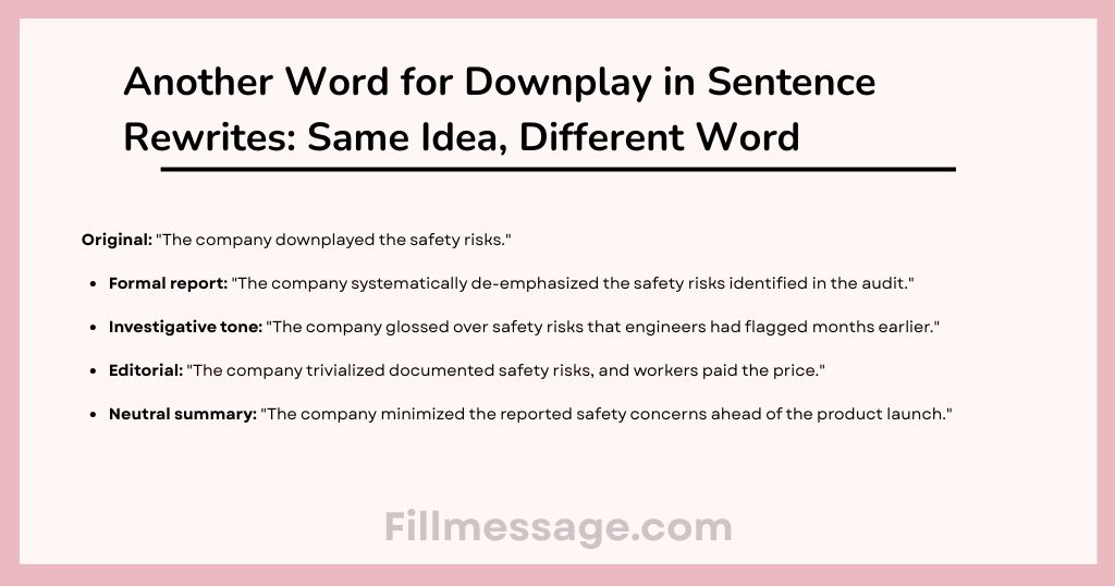 Another Word for Downplay in Sentence Rewrites: Same Idea, Different Word