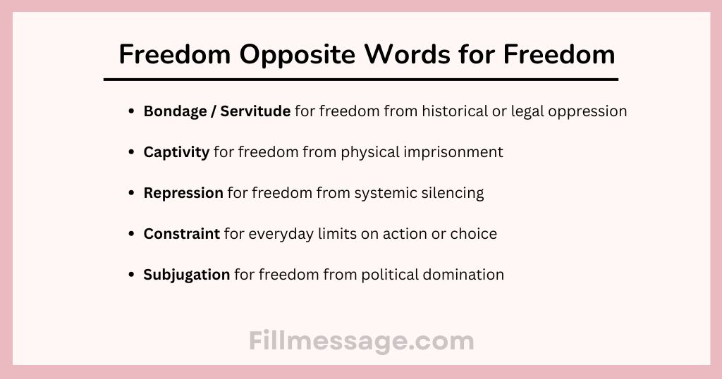 Freedom Opposite Words for Freedom