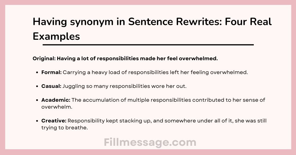 Having synonym in Sentence Rewrites: Four Real Examples