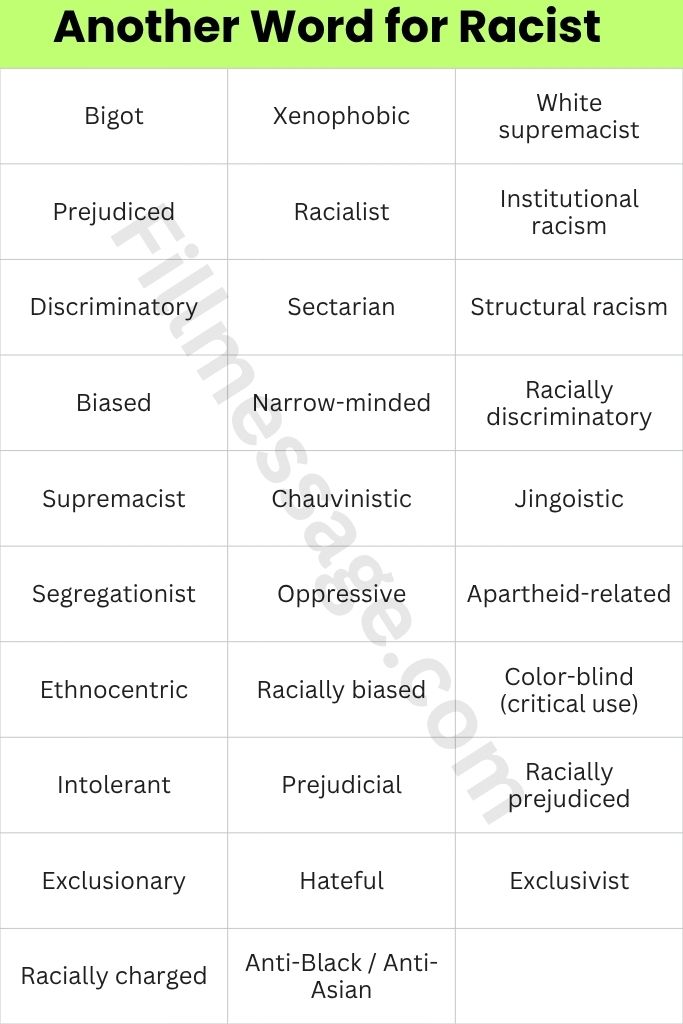 Quick-Access: 27+ Another Word for Racist