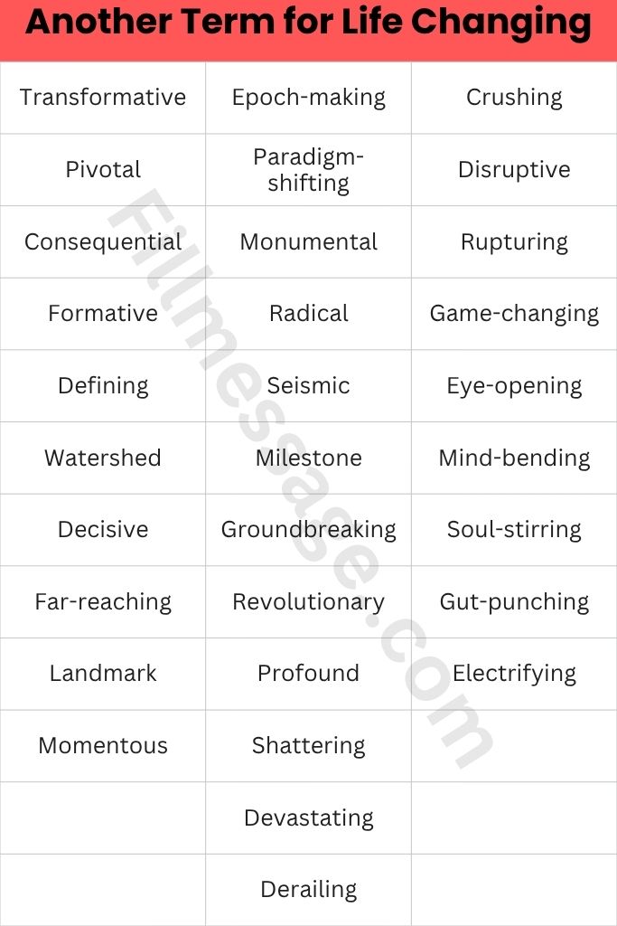 26+ Another Term for Life Changing: Full Reference Table