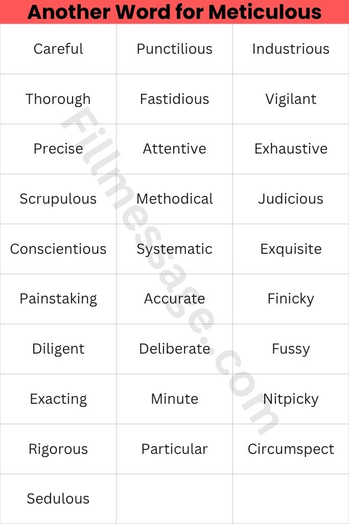 26+ Another Word for Meticulous: Quick-Access Table