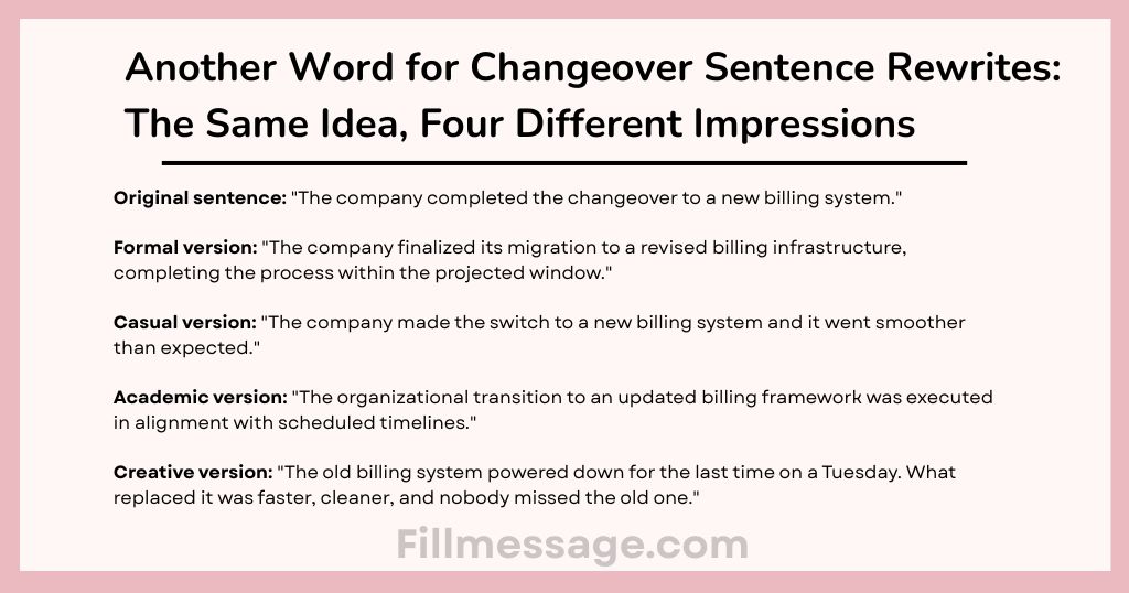 Another Word for Changeover Sentence Rewrites: The Same Idea, Four Different Impressions