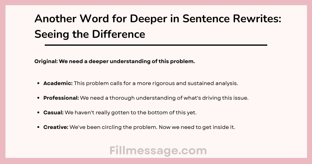 Another Word for Deeper in Sentence Rewrites: Seeing the Difference