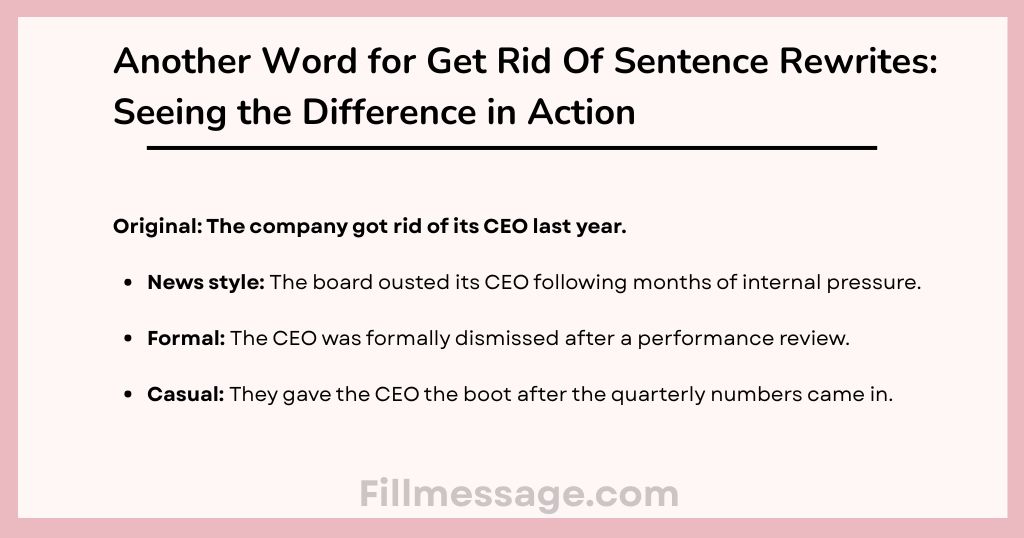 Another Word for Get Rid Of Sentence Rewrites: Seeing the Difference in Action