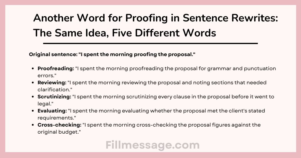 Another Word for Proofing in Sentence Rewrites: The Same Idea, Five Different Words