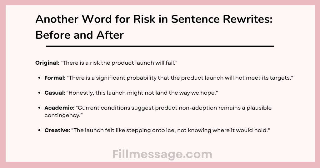 Another Word for Risk in Sentence Rewrites: Before and After
