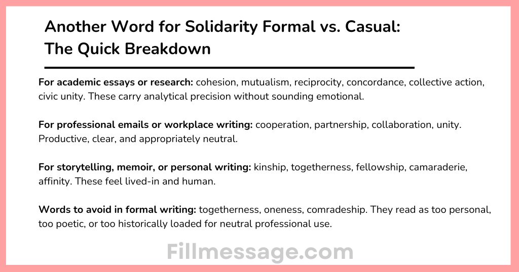 Another Word for Solidarity Formal vs. Casual: The Quick Breakdown
