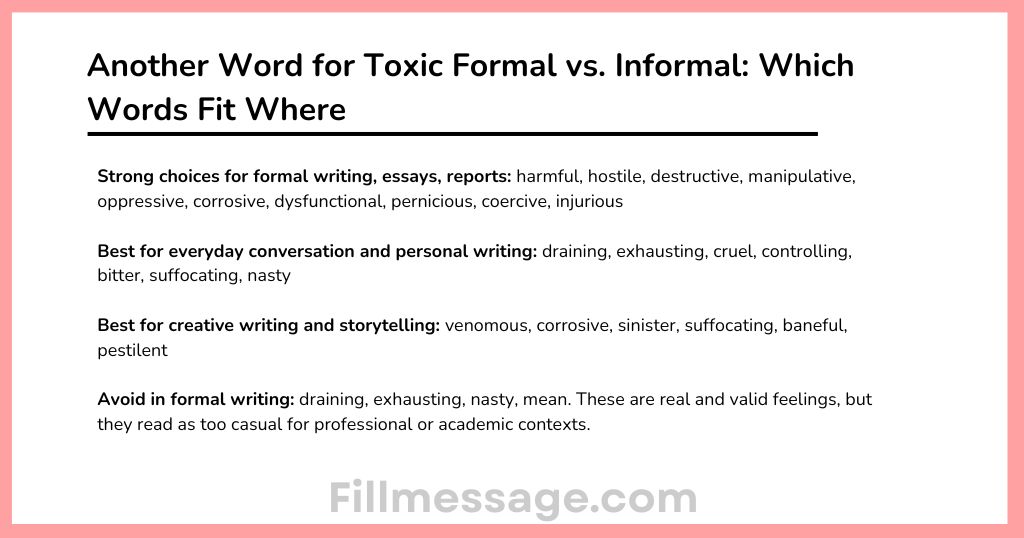 Another Word for Toxic Formal vs. Informal: Which Words Fit Where