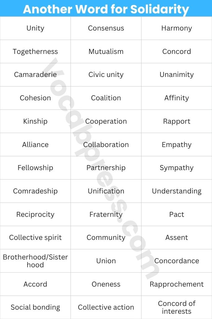 Quick-Access Another Word for Solidarity Table