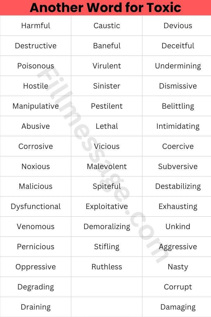 The Full 47+ Another Word for Toxic Table