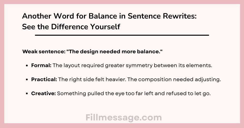 Another Word for Balance in Sentence Rewrites: See the Difference Yourself